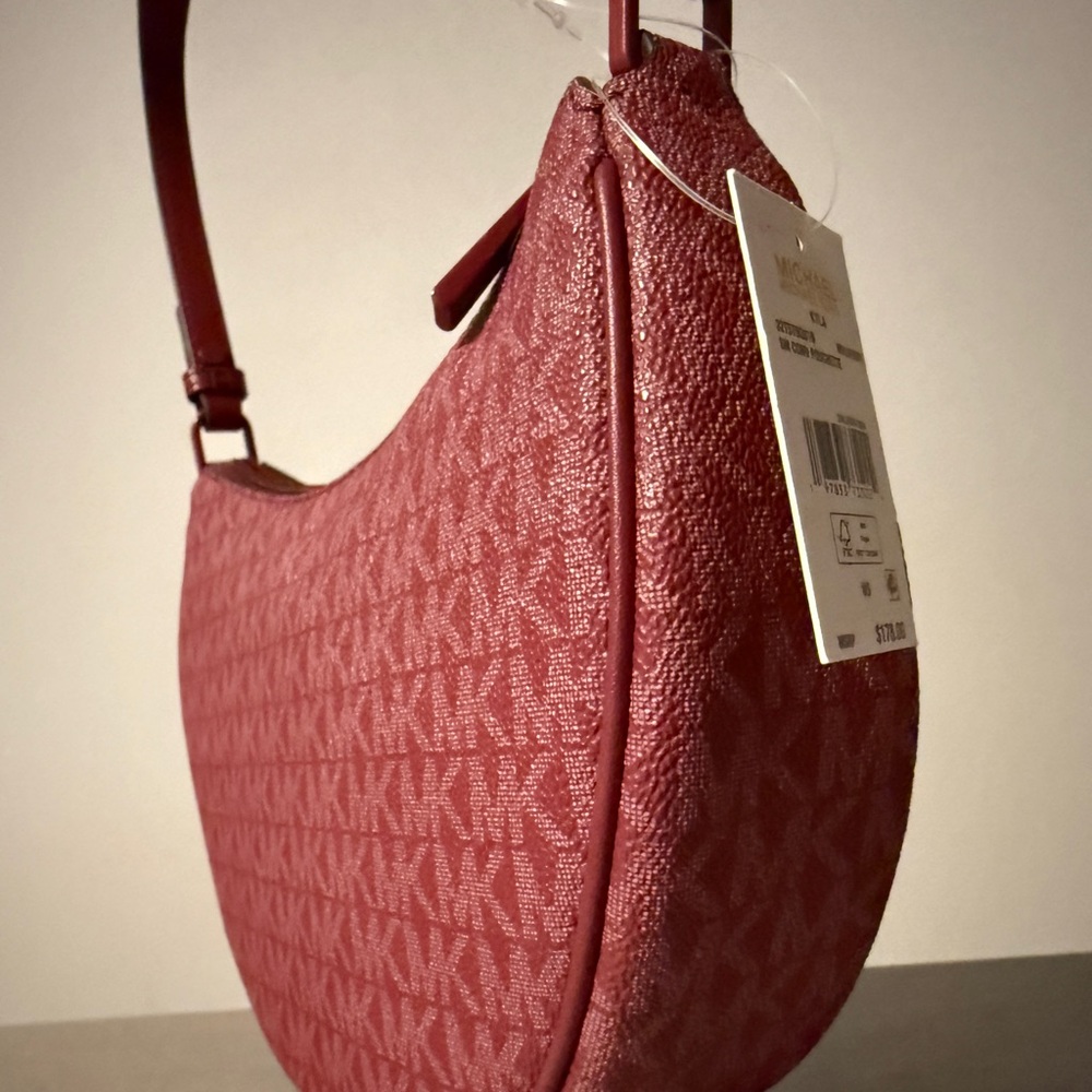 Michael Kors Small Pouchette shoulder crossbody bag in Mulberry (Burgundy) - Picture 9 of 11